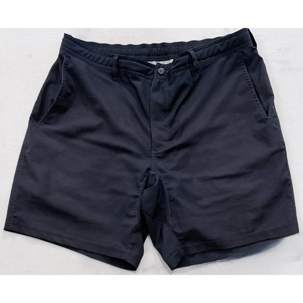 GenTeal Men's Performance Shorts Gray Blue Stretch Drawstring Lined Swim Trunks